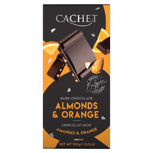 Čokoláda Cachet Horká Pomaranč Mandľa 100g   (12ks)