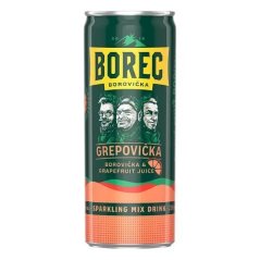 Borec Borovička Grepovička 6% plech 0,25L  (12)