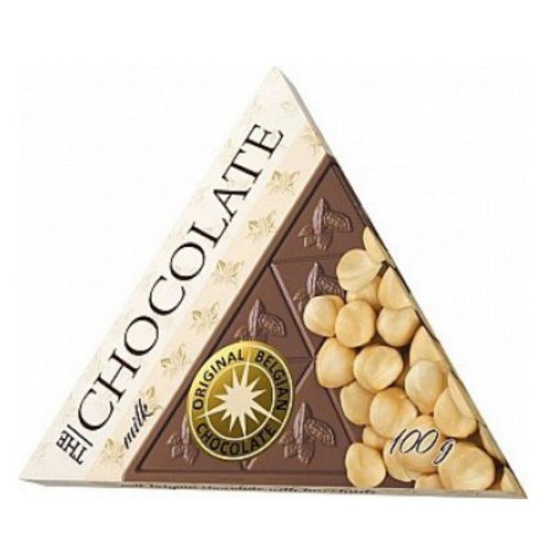 Čokoláda Trojuhoľník Mliečna Lieskový orech 100g   (40ks)