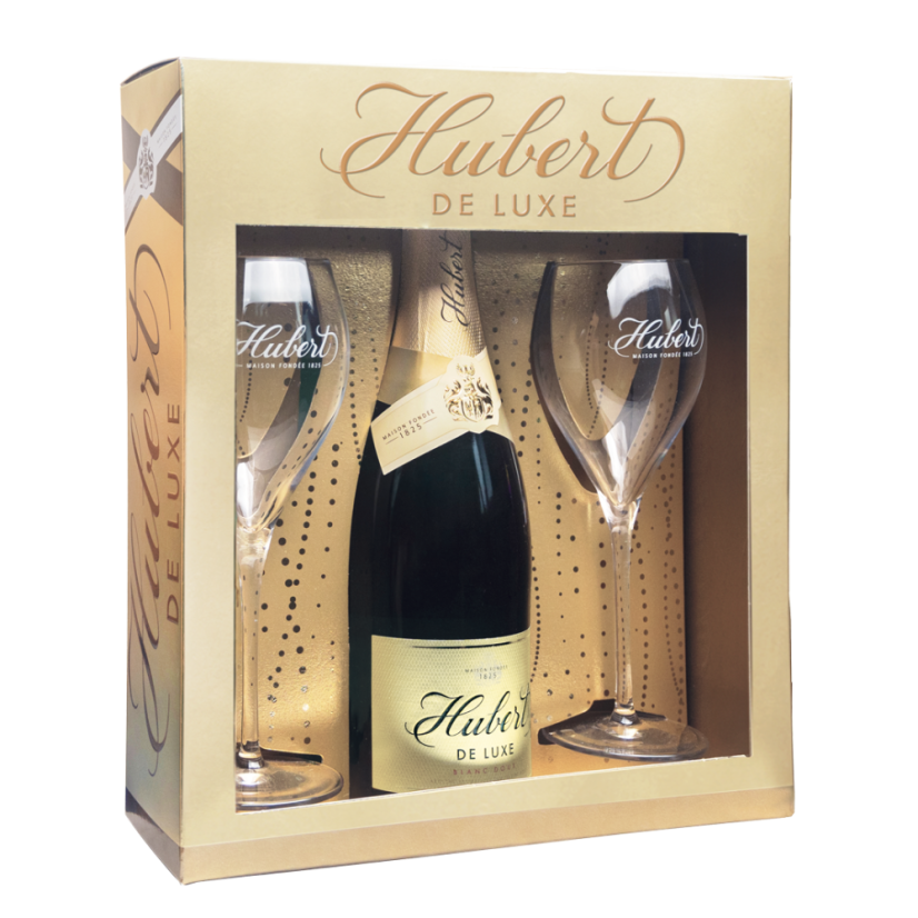 Sekt Hubert De Luxe + 2 poháre 0,75L   (4ks)