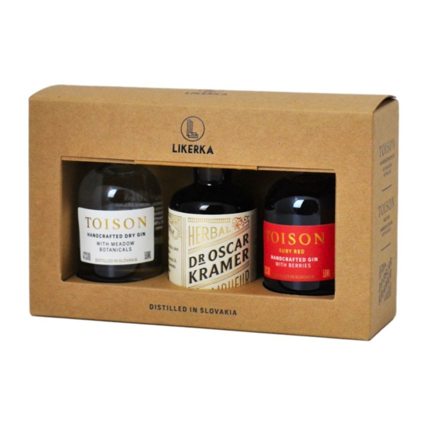 Gin Toison, Ruby Red a Bylinný likér Dr. Kramer 3 x 0.05L