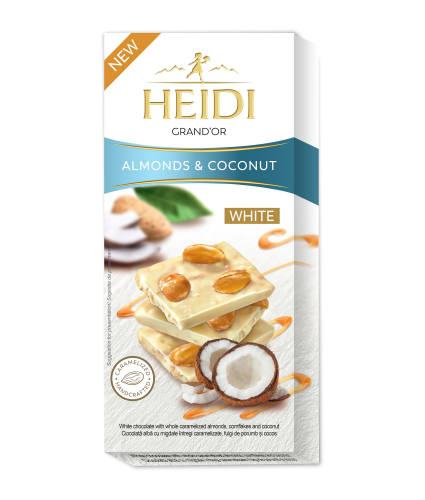 Čokoláda Heidi Grand White Almond + Coconut 100g   (15ks)