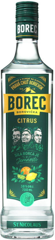 Borovička Borec Citrus 38% 0,7L   (8ks)