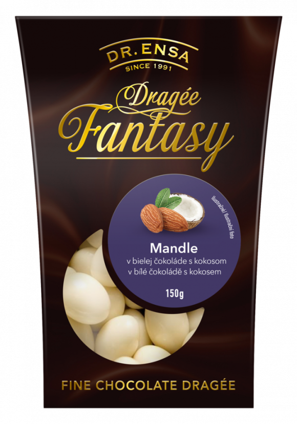 Dr.Ensa Mandle v bielej čokoláde s kokosom 150g