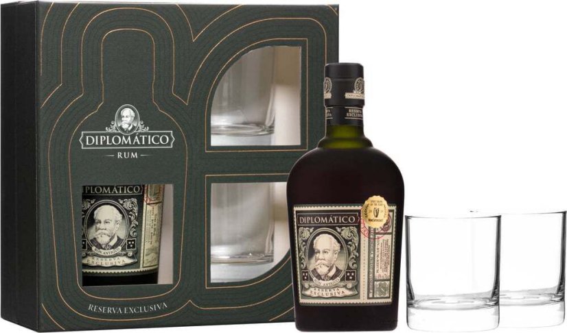 Rum Diplomatico Reserva kazeta s 2 pohármi 40% 0,7L